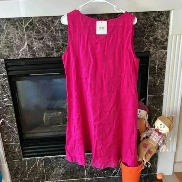 NEW Allegra Masetti size medium fuscia ruffle pink pure linen dress - Picture 5 of 8